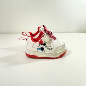 Disney Baby Minnie Mouse White Red Polka Dot Bow Sneakers Infant Size 2